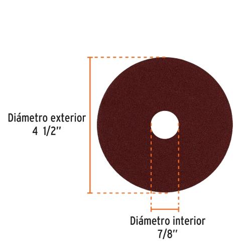 DISCO LIJA 4-1/2" CON RESPALDO DE FIBRA GRANO 120 TRUPER