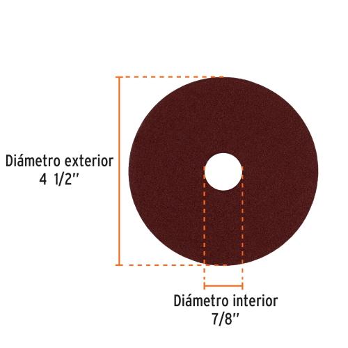 DISCO DE LIJA 4-1/2" CON RESPALDO DE FIBRA GRANO 80 TRUPER
