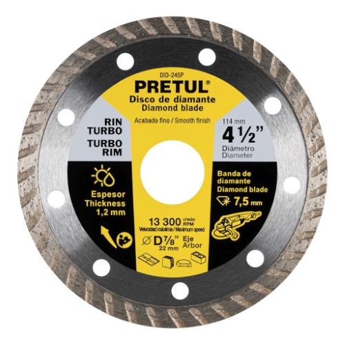 DISCO DE DIAMANTE DE 4-1/2" X 1.2 mm  RIN TURBO  PRETUL