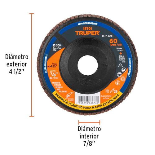 DISCO LAMINADO 41/2 GRANO 60 RES/PLAST