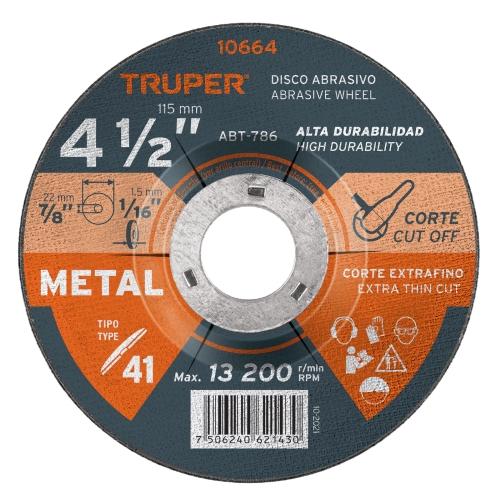 DISCO PARA CORTE METAL 41/2 TRUPER