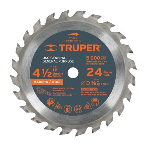 DISCO SIERRA 4-1/2" PARA MADERA 24 DIENTES CENTRO 3/8"