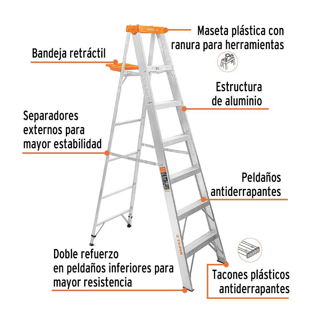 ESCALERA DE TIJERA TIPO II 6 PELDAÑOS Y BANDEJA TRUPER