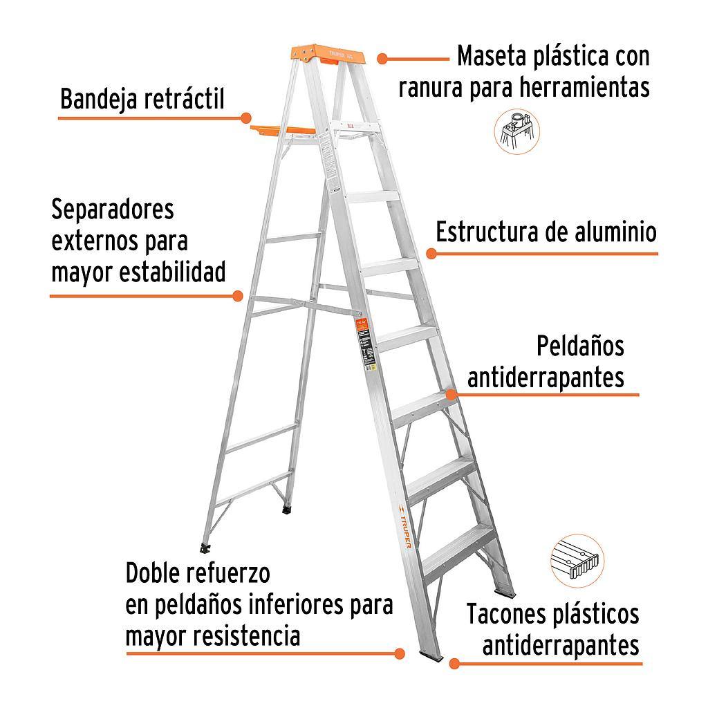 ESCALERA DE TIJERA TIPO II 7 PELDAÑOS Y BANDEJA TRUPER