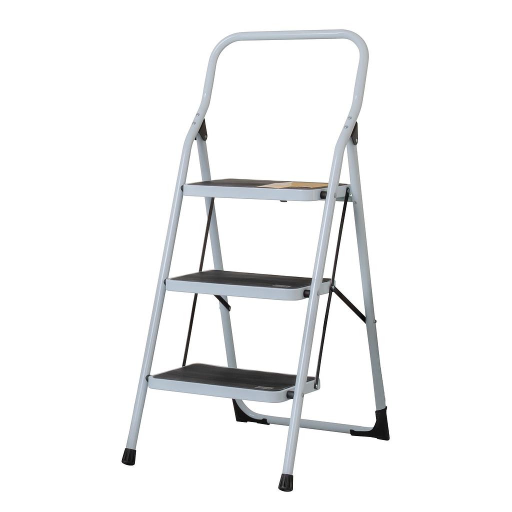 ESCALERA TUBULAR PLEGABLE 3 PELDAÑOS ALTURA 1.2 m CON BARANDAL PRETUL
