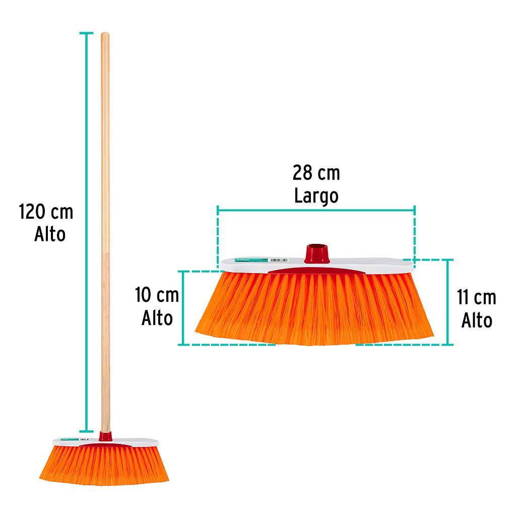 ESCOBA ESTANDAR EXTRASUAVE CERDAS DE PET CON BASTON DE MADERA KLINTEKES