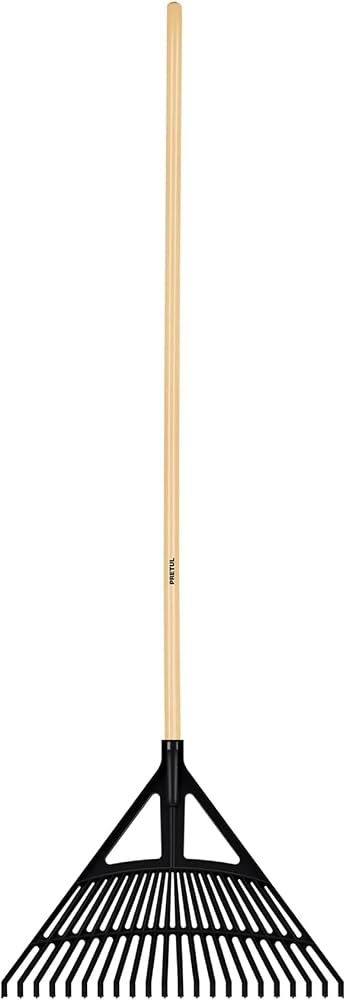 ESCOBA PLÁSTICA PARA JARDÍN  FLEXIBLE 22 DIENTES  MANGO 48" PRETUL