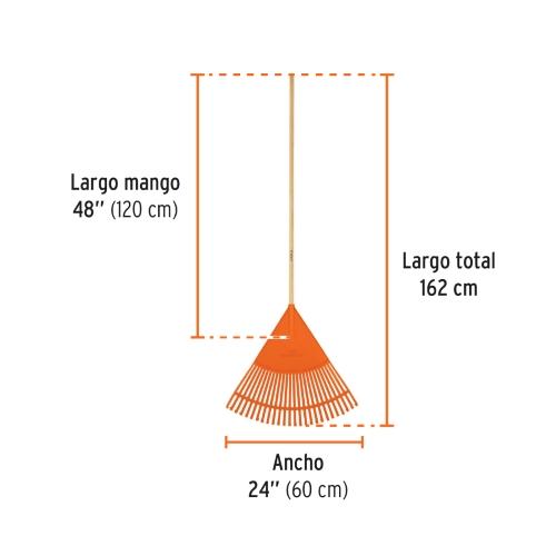 ESCOBA PLASTICA PARA JARDIN FLEXIBLE 26 DIENTES MANGO 48"
