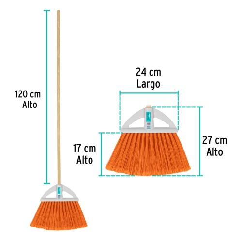 ESCOBA CHICA TIPO ABANICO CERDAS DE PVC CON BASTON DE MADERA KLINTEK