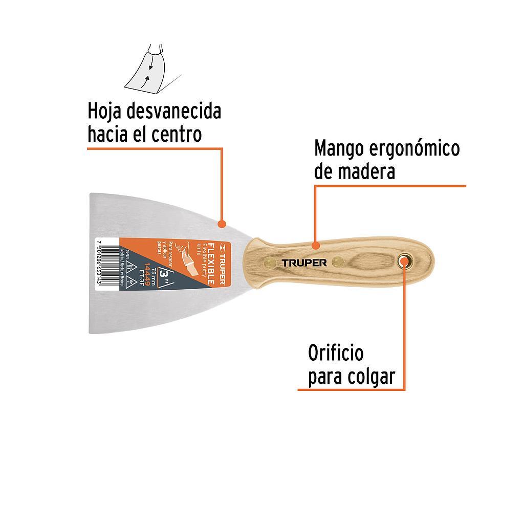 ESPATULA FLEXIBLE 3" CON MANGO DE MADERA TRUPER