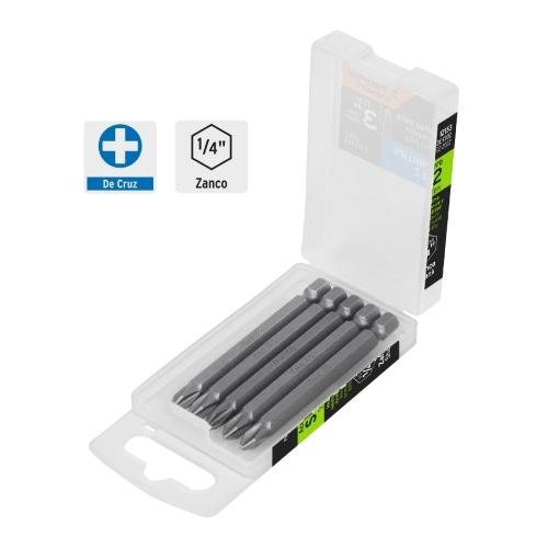 ESTUCHE CON 5 PUNTAS DE CRUZ PH2 LARGO 3" TRUPER EXPERT