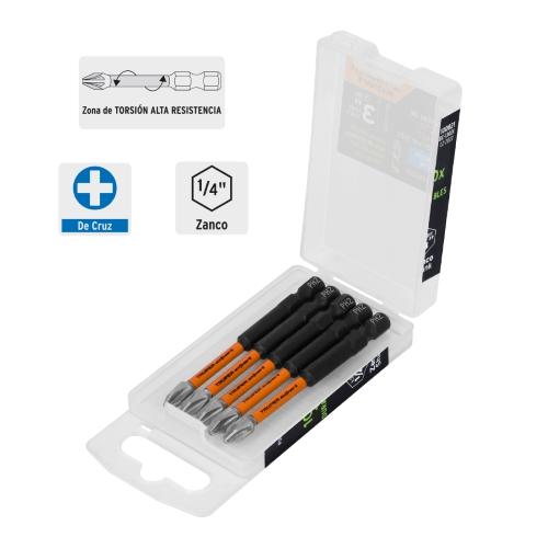 ESTUCHE CON 5 PUNTAS DE CRUZ PH2 DE IMPACTO LARGO 3" EXPERT