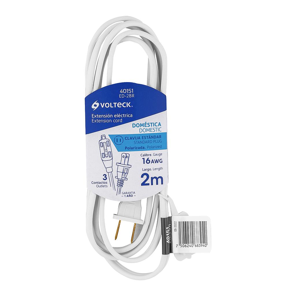 EXTEN ELECTRICA 2MT BLANCA CLAVIJA RECTA