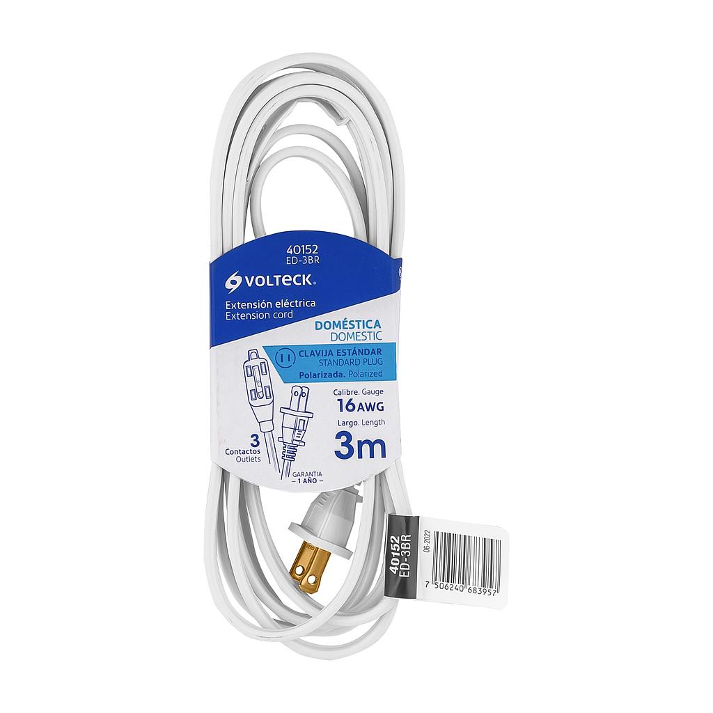 EXTEN ELECTRICA 3MT BLANCA CLAVIJA RECTA