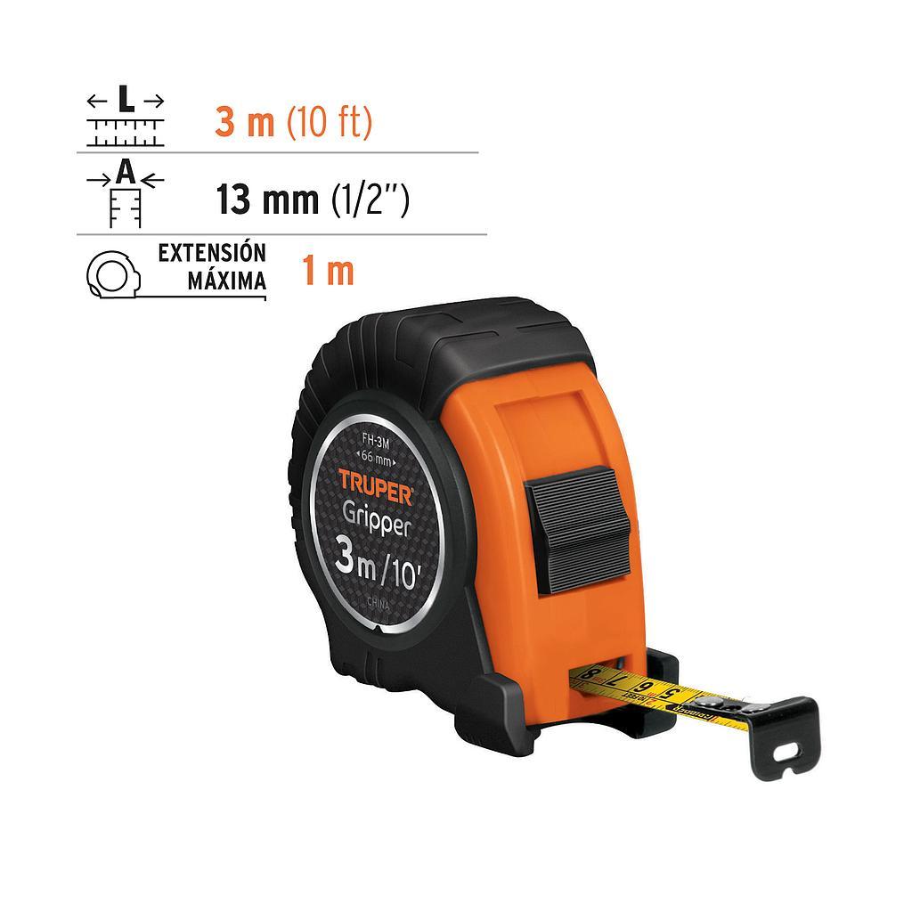 FLEXOMETRO GRIPPER CONTRA IMPACTOS 3 m CINTA 13 mm TRUPER