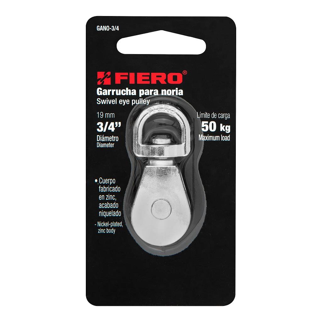 GARRUCHA METALICA PARA NORIA DE 3/4" CARGA MAXIMA DE 50 kg FIERO