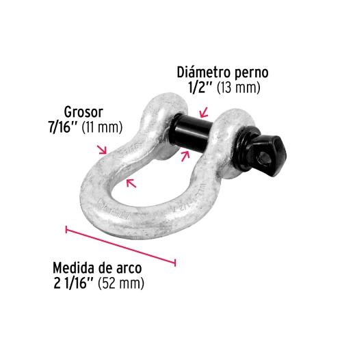 GRILLETE DE ACERO FORJADO 7/16 FIERO