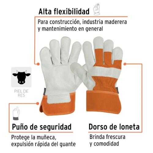 GUANTE DE  PIEL DE RES CON DORSO DE  LONETA UNITALLA TRUPER