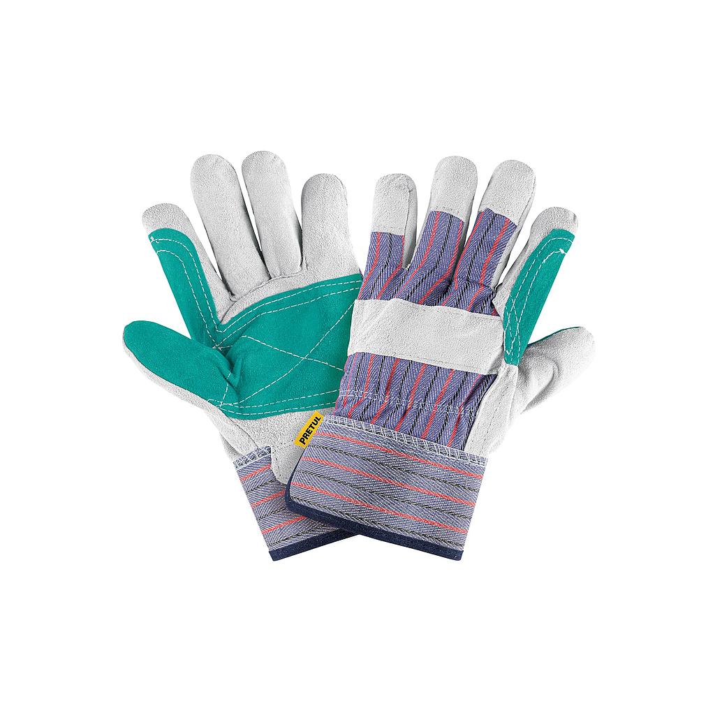 GUANTES DE CARNAZA Y LONETA CON REFUERZO  UNITALLA  PRETUL