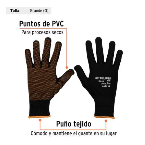GUANTE DE POLIESTER CON PUNTOS DE PVC GRANDE TRUPER