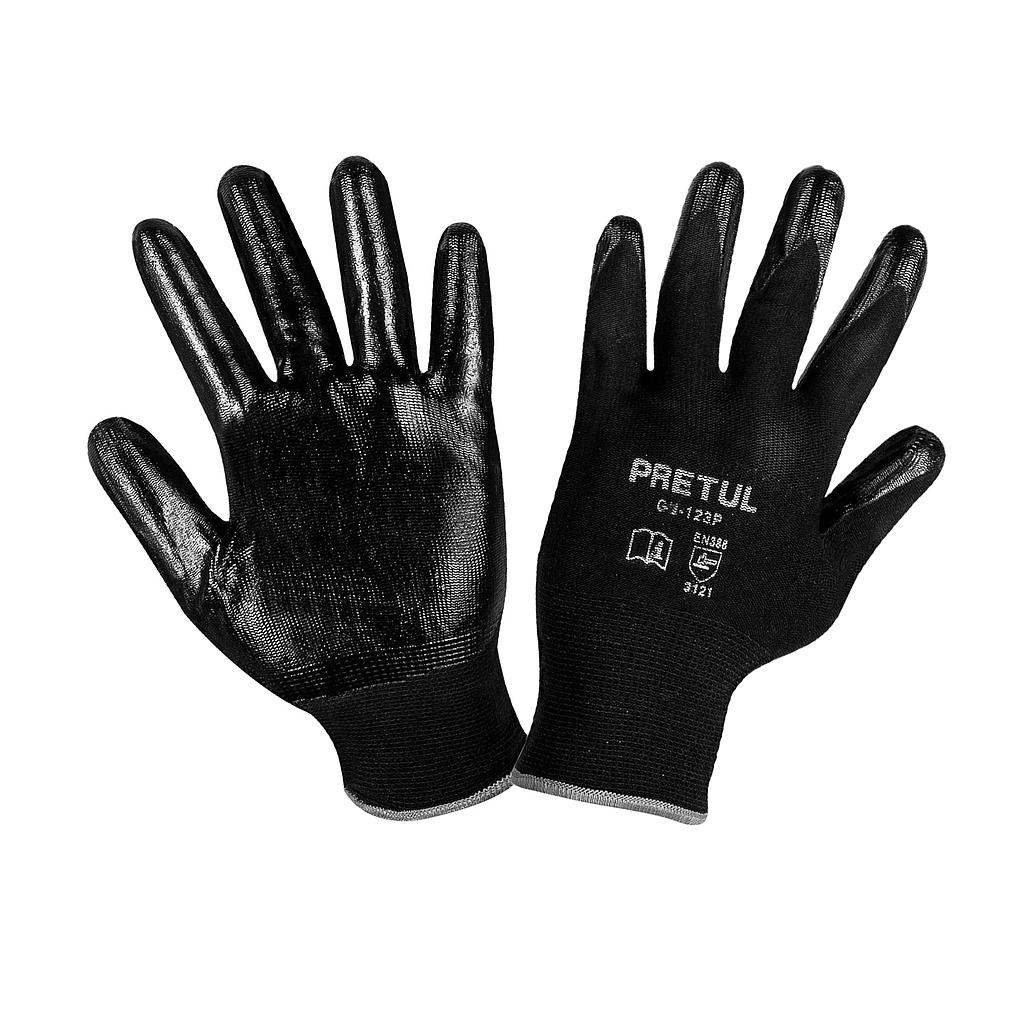 GUANTE NYLON C/RECUBRIMIENTO DE NITRILO LISO ALTA SENSIBILIDAD GRANDE PRETUL