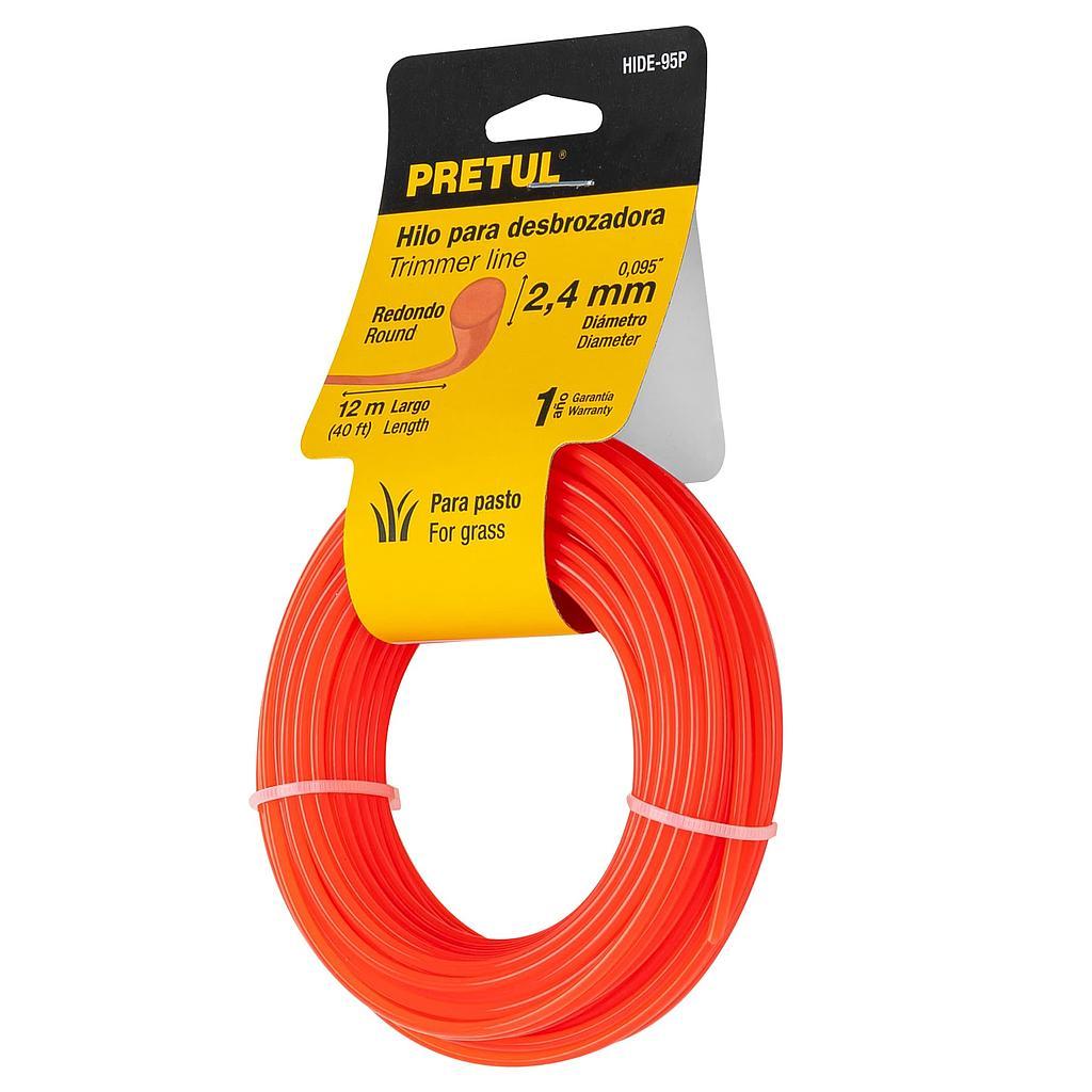 HILO REDONDO  PARA DESBROZADORA  2.4 mm X 12 m  TARJETA  PRETUL