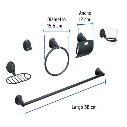 JUEGO 6 ACCESORIOS PARA BAÑO NEGRO MATE CHAPET OV