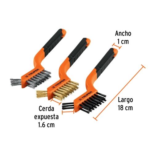 JUEGO DE 3 MINICEPILLOS DE ALAMBRE 28 PINCELES TRUPER