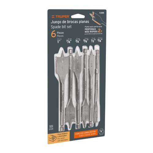 JUEGO DE 6 BROCAS PLANAS P/MADERA