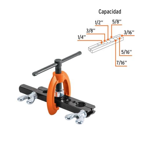 AVELLANADOR PARA TUBO AJUSTABLE DE 3/16" A 5/8" USO EN ALUMINIO LATON COBRE TRUPER