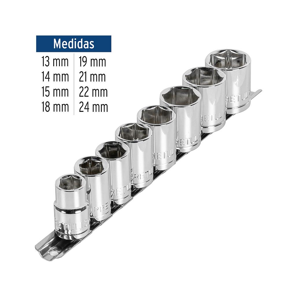 JUEGO DE DADOS 1/2 MM 9 PZAS. PRETUL