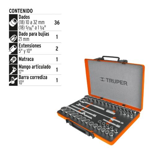 JUEGO DE DADOS MIXTO 5/16A 11/4 42 PZ TR