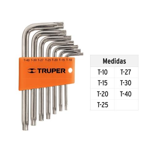 JUEGO DE 7 LLAVES TORX CON ORGANIZADOR ABATIBLE TRUPER