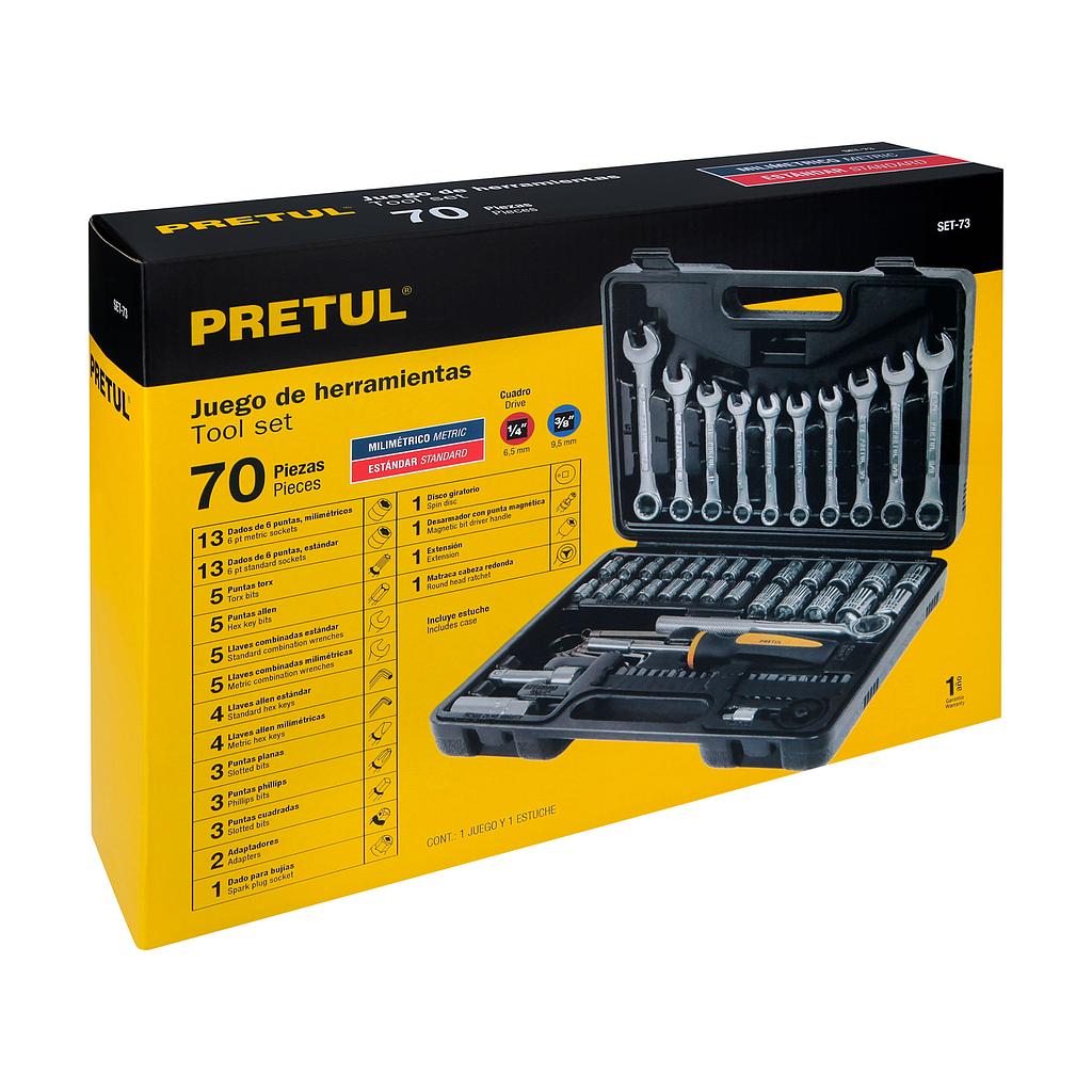 JUEGO HERRAMIENTAS 73 PZAS PRETUL
