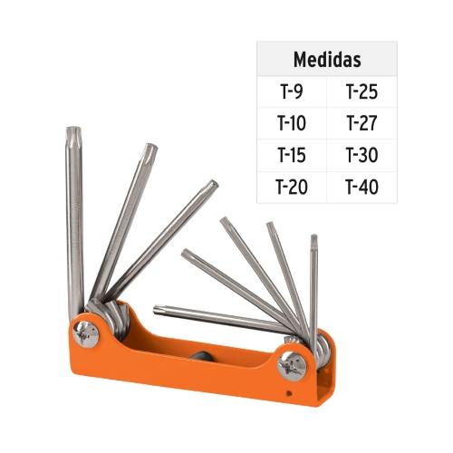 JUEGO DE 8 LLAVES TORX TIPO NAVAJA CUERPO DE LAMINA TRUPER