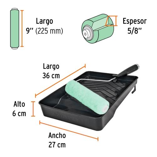 KIT DE RODILLO PARA PINTAR 9" (MANERAL CHAROLA Y FELPA)