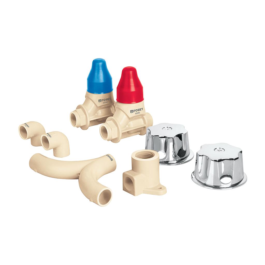 KIT DE INSTALACION PARA REGADERA CPVC DE 1/2" CON MANERALES FOSET