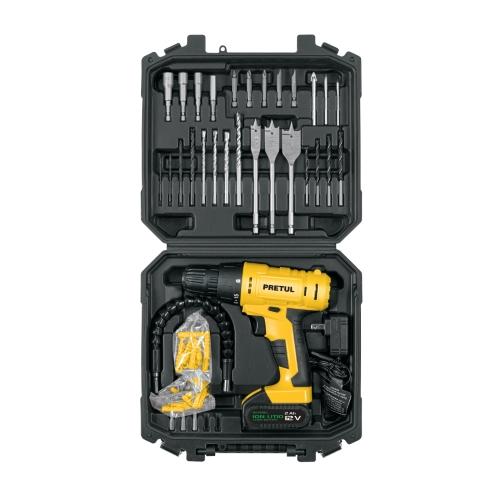 KIT TALADRO/DESTORNILLADOR 3/8"  12 V  33 ACCESORIOS  PRETUL