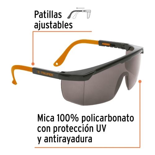 LENTES DE SEGURIDAD AJUSTABLES GRISES TRUPER CLASSIC
