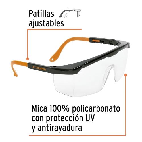 LENTE DE SEGURIDAD AJUSTABLE TRANSPARENTE TRUPE