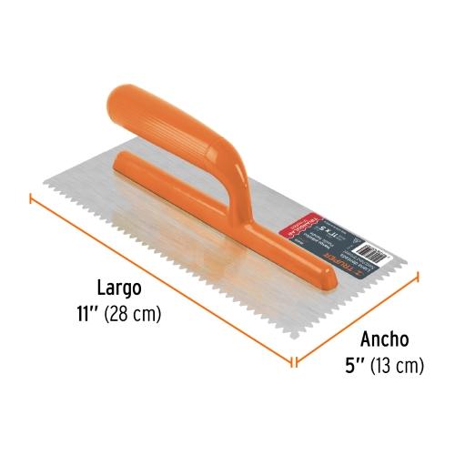 LLANA 11" DENTADO TRIANGULAR 6 REMACHES MANGO PLASTICO