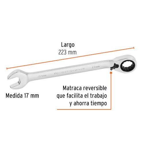 LLAVE COMBINA C/MATRACA REVERSI 17MM
