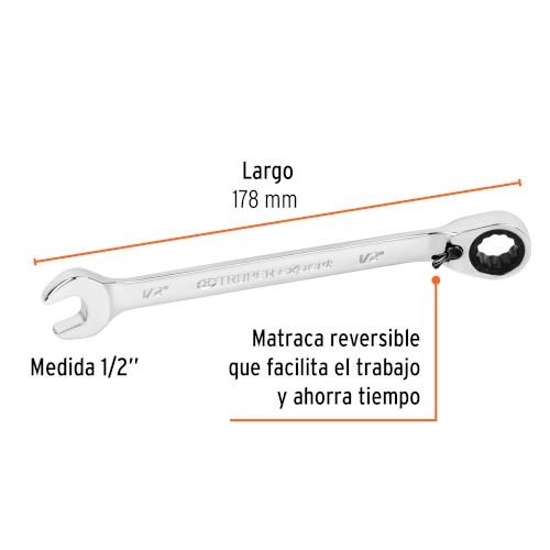 LLAVE COMBINADA 1/2 C/MATRACA REVERSIBL