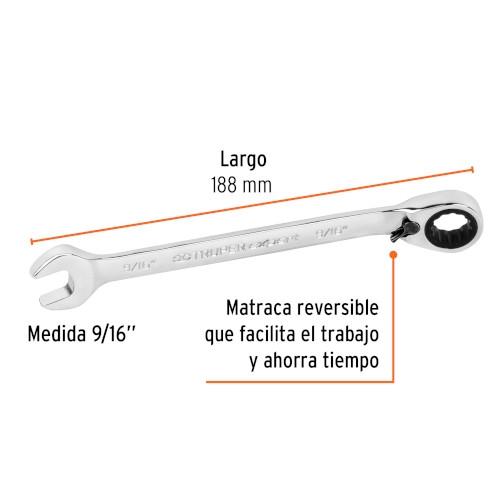 LLAVE COMBINADA 9/16 C/MATRACA REVERSIB