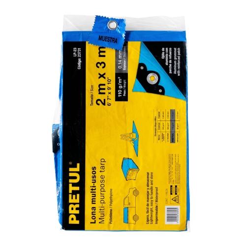 LONA DE POLIETILENO 2 m X 3 m  AZUL  110 g/m2  PRETUL