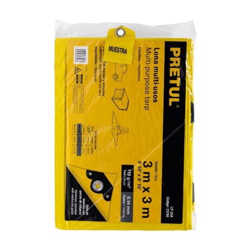 LONA PLASTICA 3X3 MTS AMARILLA PRETUL