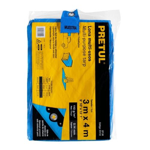 LONA PLASTICA 3X4 MTS AZUL PRETUL