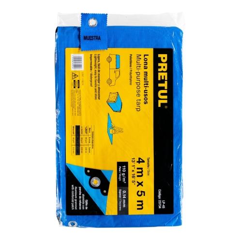 LONA DE POLIETILENO 4 m X 5 m  AZUL  110 g/m2  PRETUL