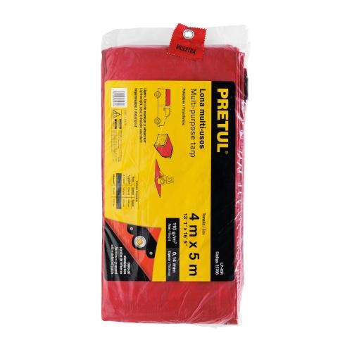 LONA PLASTICA 4X5 MTS ROJA PRETUL