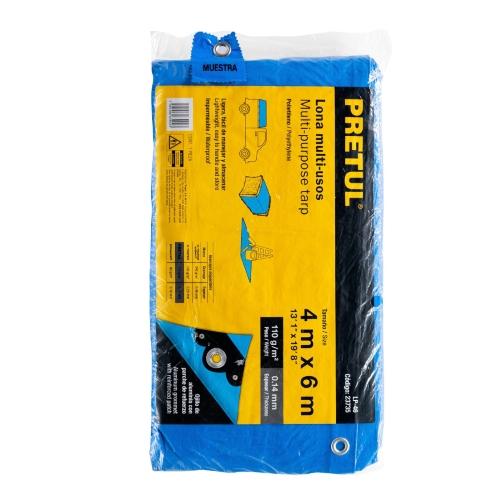 LONA PLASTICA 4X6 MTS AZUL PRETUL
